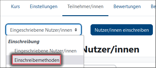 Bild zeigt die Option Einschreibemethoden