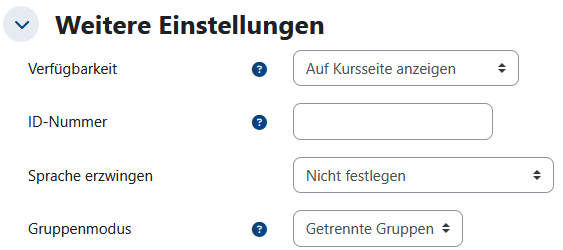 Auswahl eines Gruppenmodus in einer Aktivität