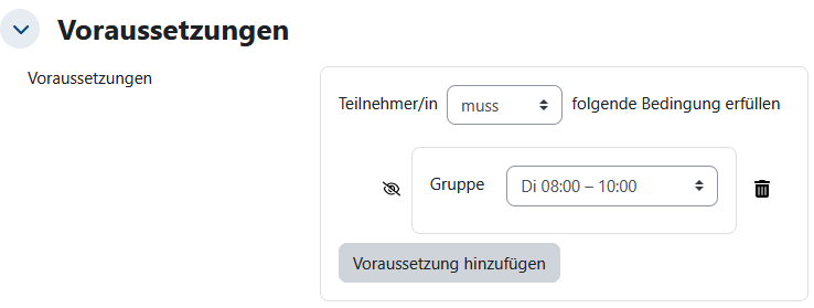 Beispiel: Nur Mitglieder der Gruppe Di 8 bis 10 Uhr dürfen auf ein Element zugreifen